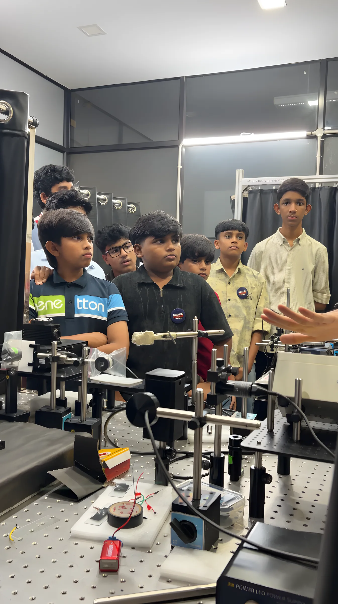 Students on a guided optics & photonics lab tour